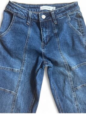 JustFab Womens Straight Leg Dark Blue Denim Jeans